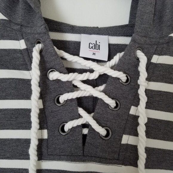 CAbi Windward Gray White Stripe Pullover Hoodie - Picture 4 of 8